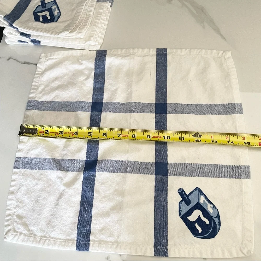 SET of 4 Blue&White Dreidel Napkins